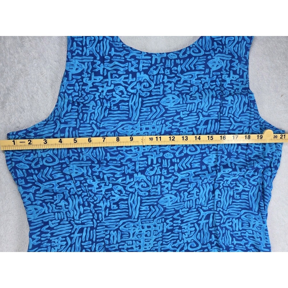 Melissa Harper MHM 2 Pc Rayon Dress Jacket Set Blue Geometric Print Women's 14 - Picture 10 of 12